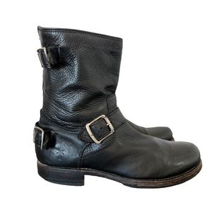 Frye Black Leather Boots 3 Buckles Size 7.5